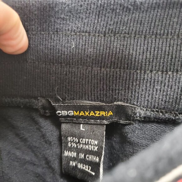 BCBGMaxAzria Women's Y2K Navy White Stripe Embroidered Cropped Tracksuit Sz L - Picture 11 of 12